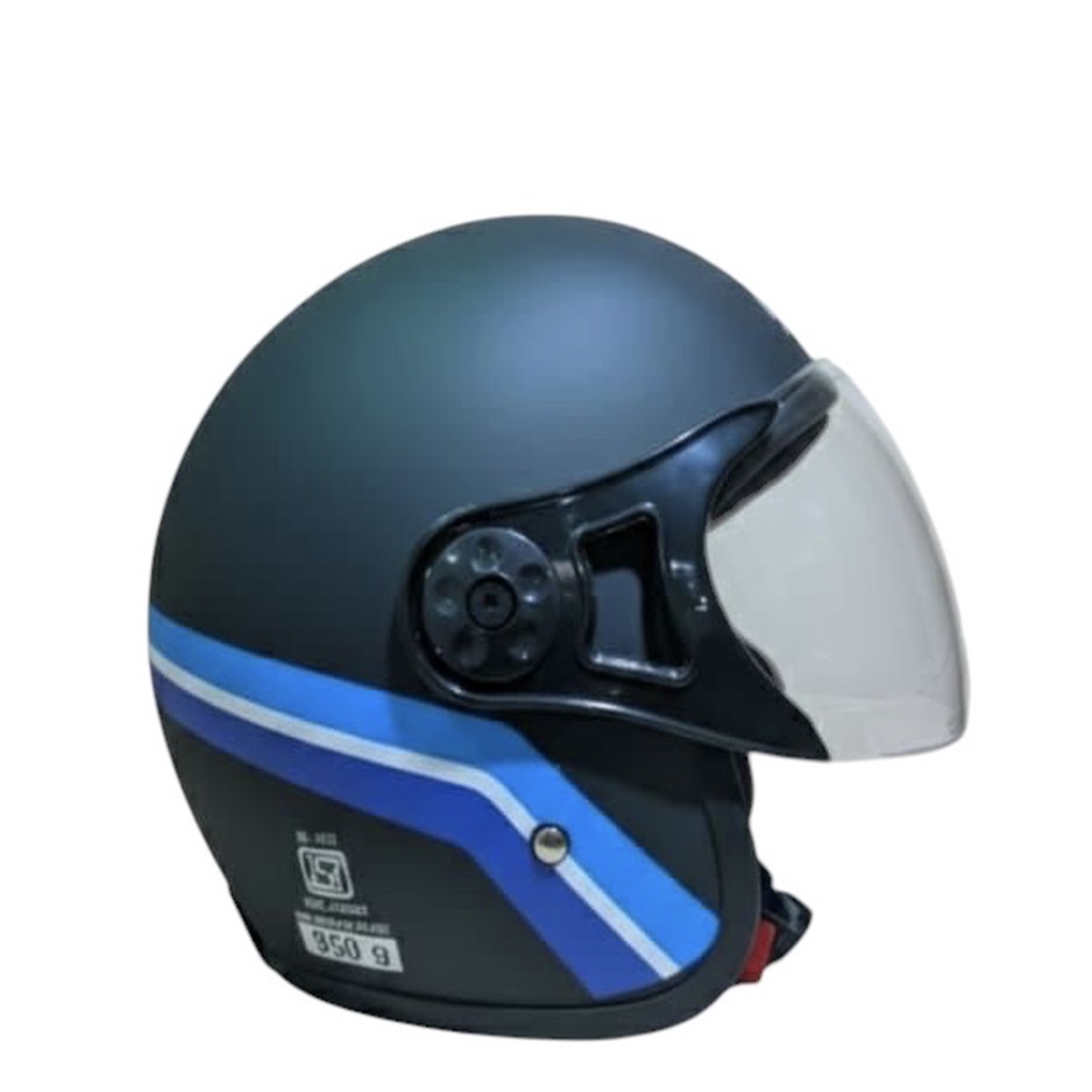 3 LINE STRIP WITH VISOR MATTE BLACK/BLUE HELMET